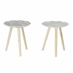 Side table DKD Home Decor White Beige Wood Fir MDF Wood 40 x 40 x 45 cm  (2 Units)