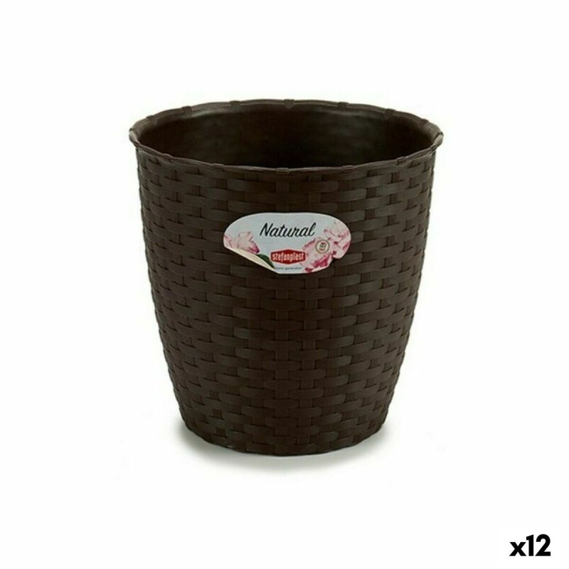 Plant pot Stefanplast Plastic Chocolate 19 x 17,5 x 19 cm (12 Units)