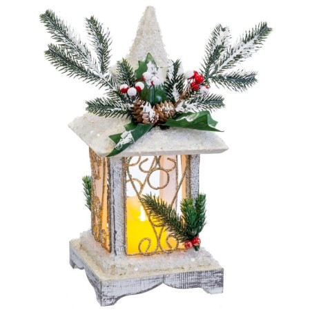 Christmas bauble White Wood Plastic Lantern 14,5 x 14,5 x 32 cm