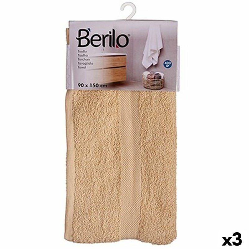 Bath towel 90 x 150 cm Cream (3 Units)