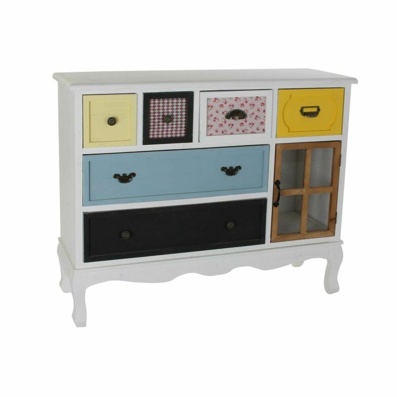 Sideboard DKD Home Decor 103 x 36 x 83 cm Crystal Black Wood White Yellow Sky blue