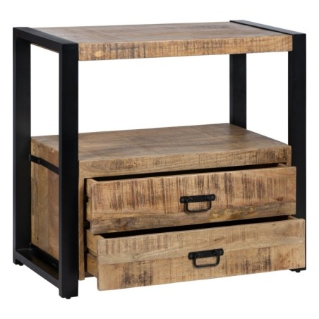 Hall Table with Drawers MANGO 80 x 40 x 75 cm Natural Black Wood Iron