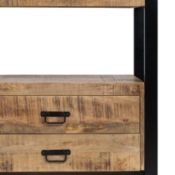 Hall Table with Drawers MANGO 80 x 40 x 75 cm Natural Black Wood Iron