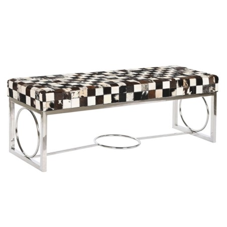 Bench DKD Home Decor Cream Silver Dark brown Steel 122 x 41 x 44 cm