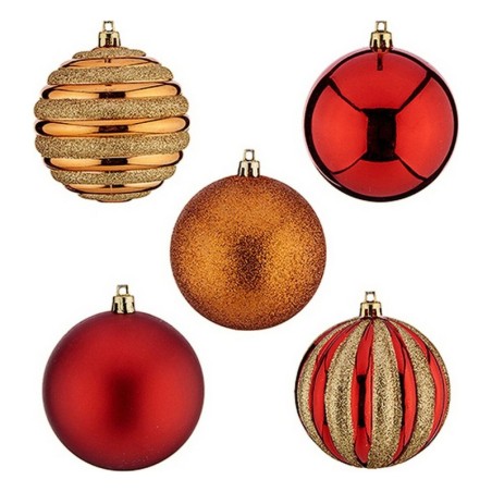 Christmas Baubles Ø 8 cm 30 Units Red Golden Orange PVC