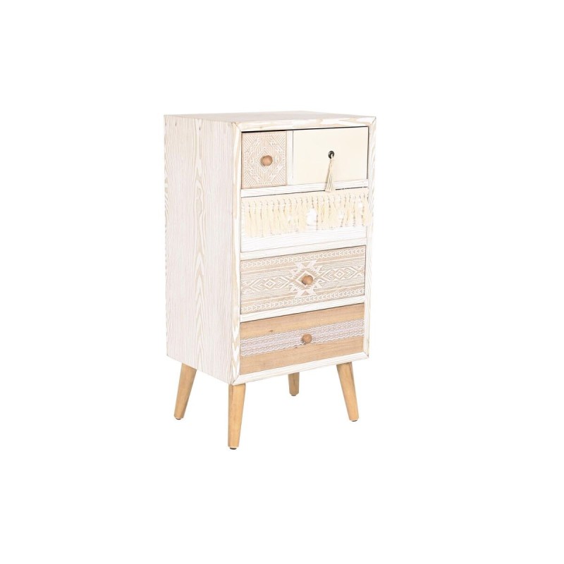 Chest of drawers DKD Home Decor Fir Natural Cotton White (48 x 35 x 89 cm)