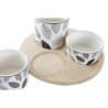 Appetizer Set DKD Home Decor White/Black Bamboo Stoneware Sheets Cottage 3 Pieces 8 cm 20 x 20 x 8 cm