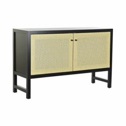 Sideboard DKD Home Decor Black Fir Natural Rattan (120 x 38 x 76 cm)