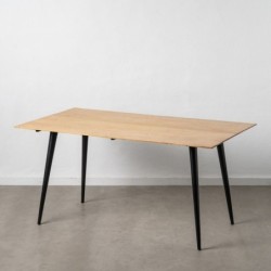 Dining Table Natural Black Wood Iron 160 x 90 x 77 cm