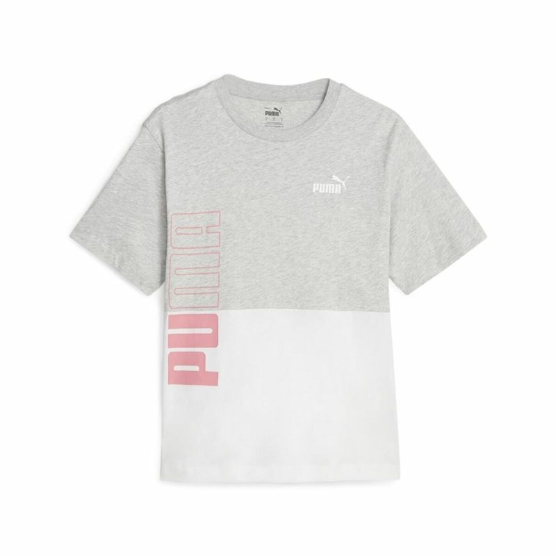 Women’s Short Sleeve T-Shirt Puma Power Colorblock White Grey