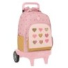 School Rucksack with Wheels Glow Lab Hearts Pink 33 X 45 X 22 cm