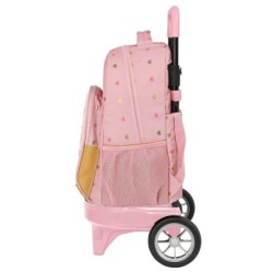 School Rucksack with Wheels Glow Lab Hearts Pink 33 X 45 X 22 cm