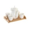 Piece Coffee Cup Set DKD Home Decor White Natural Bamboo Porcelain