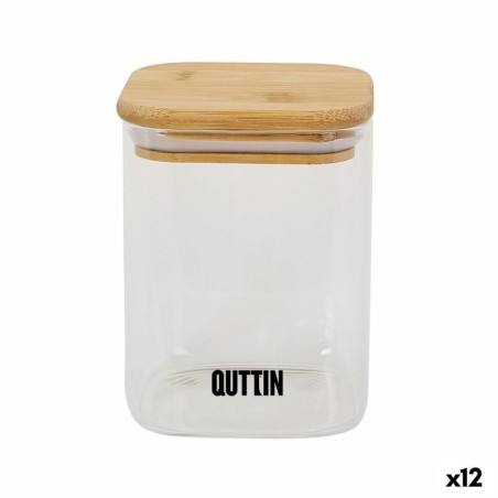 Food Preservation Container Quttin Bamboo Borosilicate Glass 480 ml (12 Units)