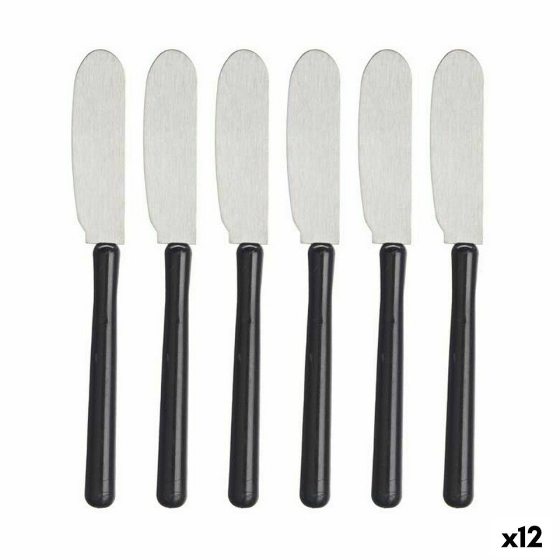 Butter Knife Black Silver Stainless steel Plastic Butter Knife (12 Units)