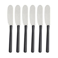 Butter Knife Black Silver Stainless steel Plastic Butter Knife (12 Units)