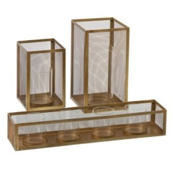 Candleholder 56 x 12 x 10 cm Crystal Golden Metal