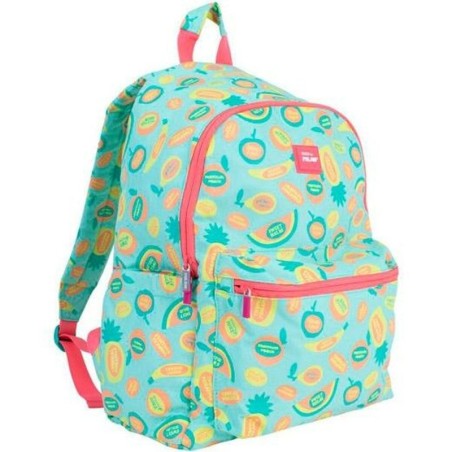 School Bag Milan Frutikis Green Orange 41 x 30 x 18 cm