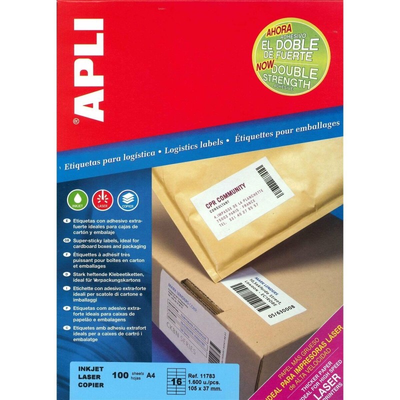 Labels Apli White Paper 100 Sheets 105 x 37 mm