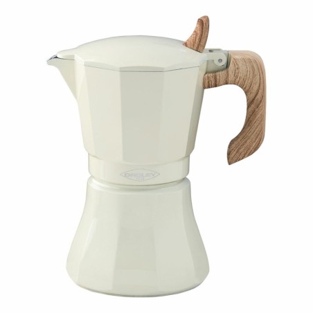 Italian Coffee Pot Oroley Petra 6 Cups Aluminium Cream