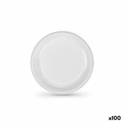 Set of reusable plates Algon White Plastic (6 Units)